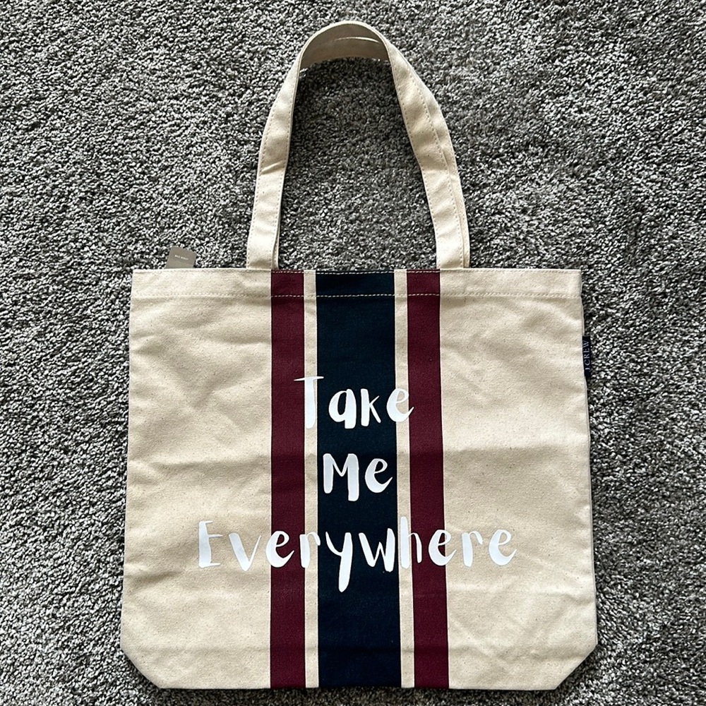 J. Crew Take me everywhere canvas shopping tote purse bag NWT
